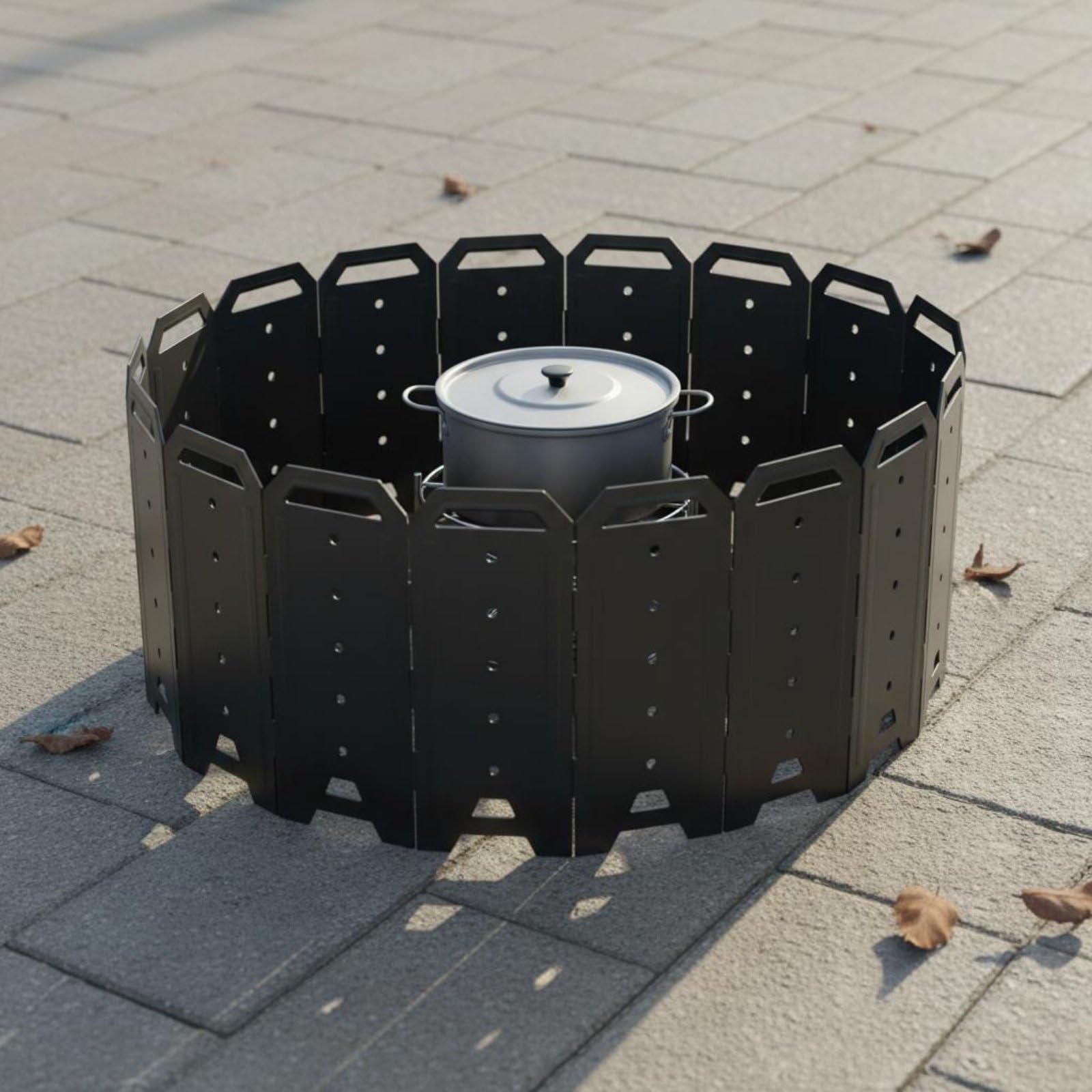 Cortaviento Plegable Ventilado Paraviento Plegable Estufa Negro Equipo Camping para Fogata, 50CM, Yd-50