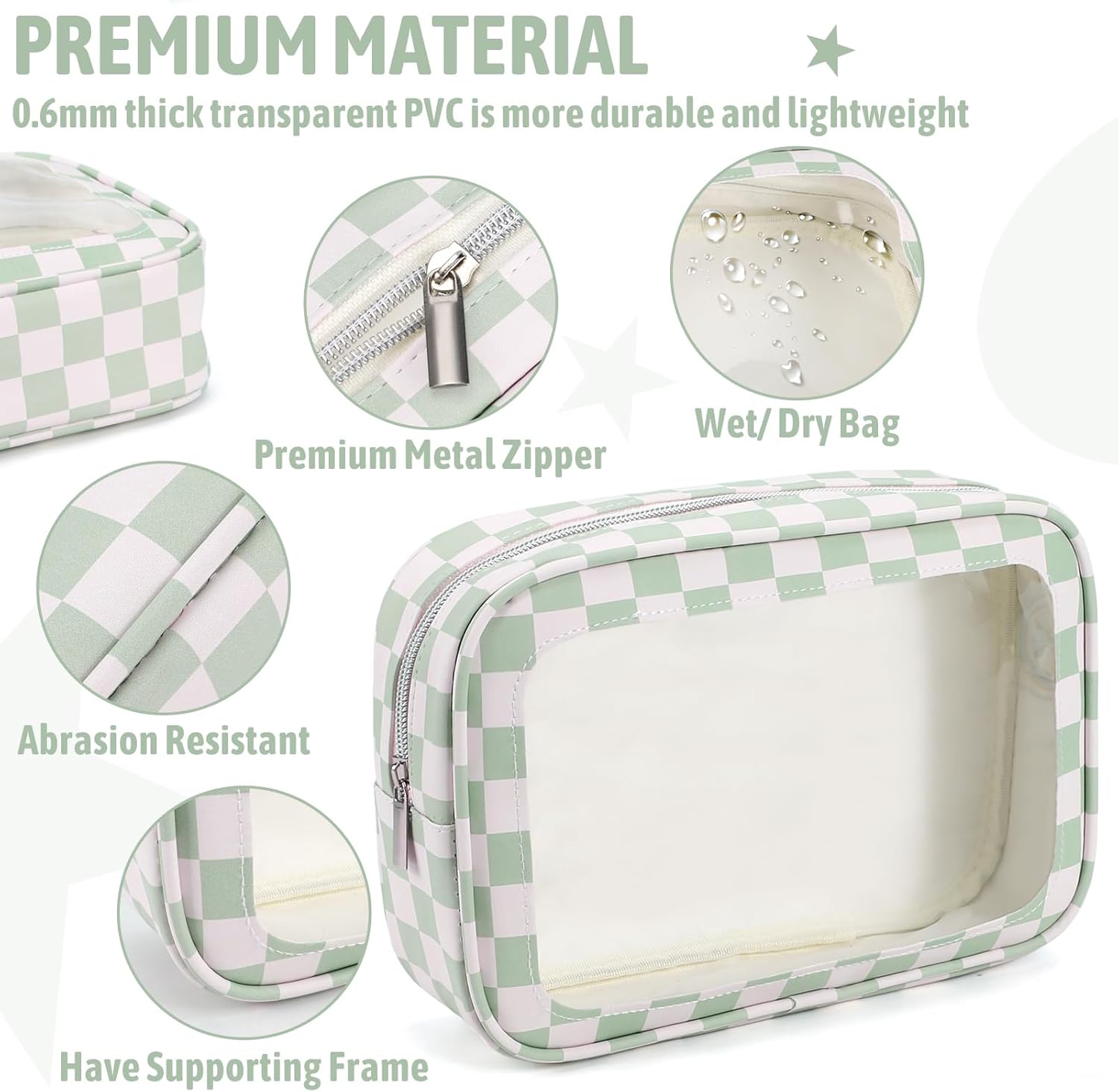 5PCS Diaper Bag Organizer Pouch Set,TSA Approved Toiletry Bag, Waterproof TPU Makeup Bag Set, Travel Organizer Bags for Women and Kids，Mothers Day Gifts