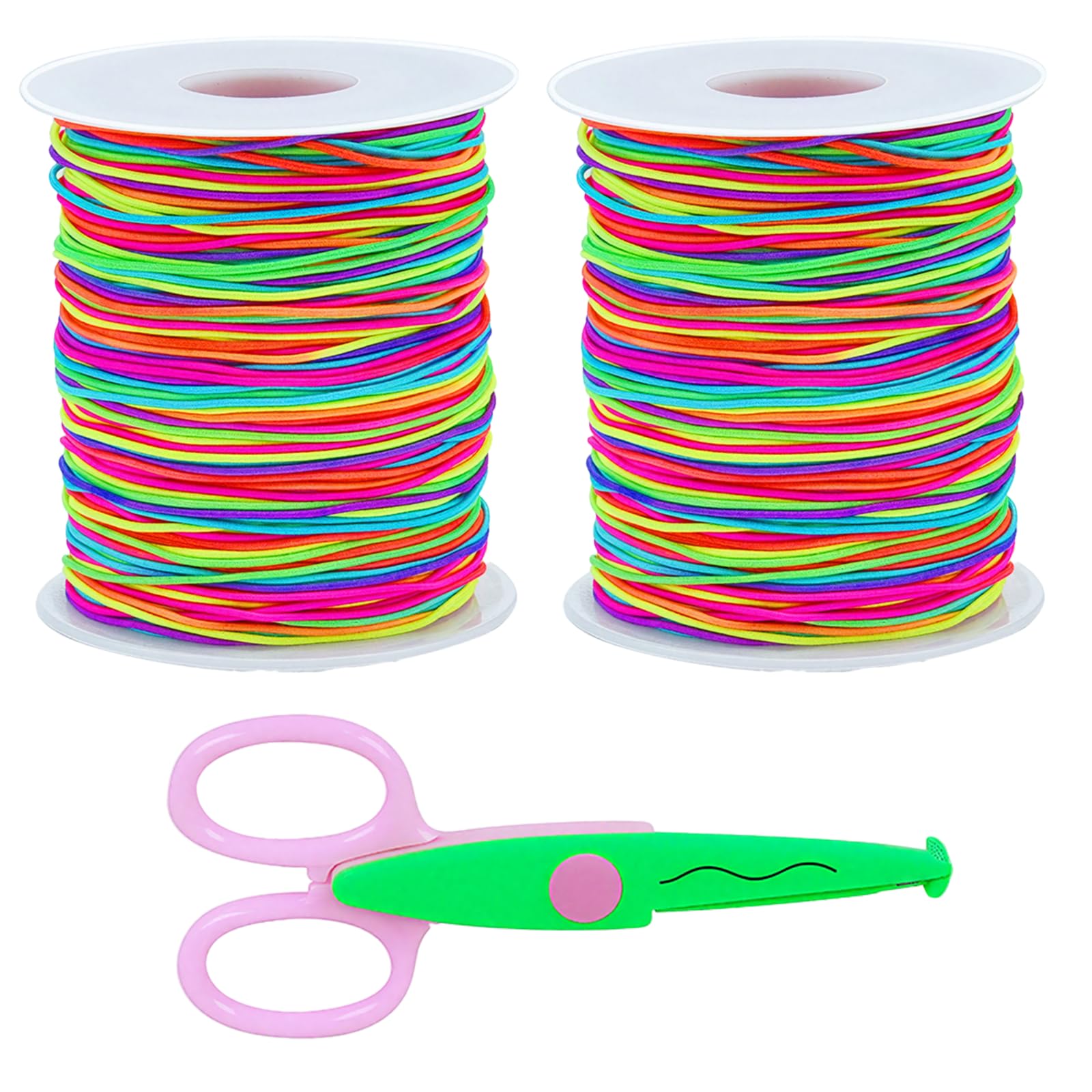 Juhuifu Multicolor 100M Coloured Bracelet String, 3 Pcs Jewellery Making Cord Set With Shear, 1Mm Rainbow Beading Thread For Bracelets, Necklaces, Bead Threading, Knotting, Wrapping And Diy Crafts