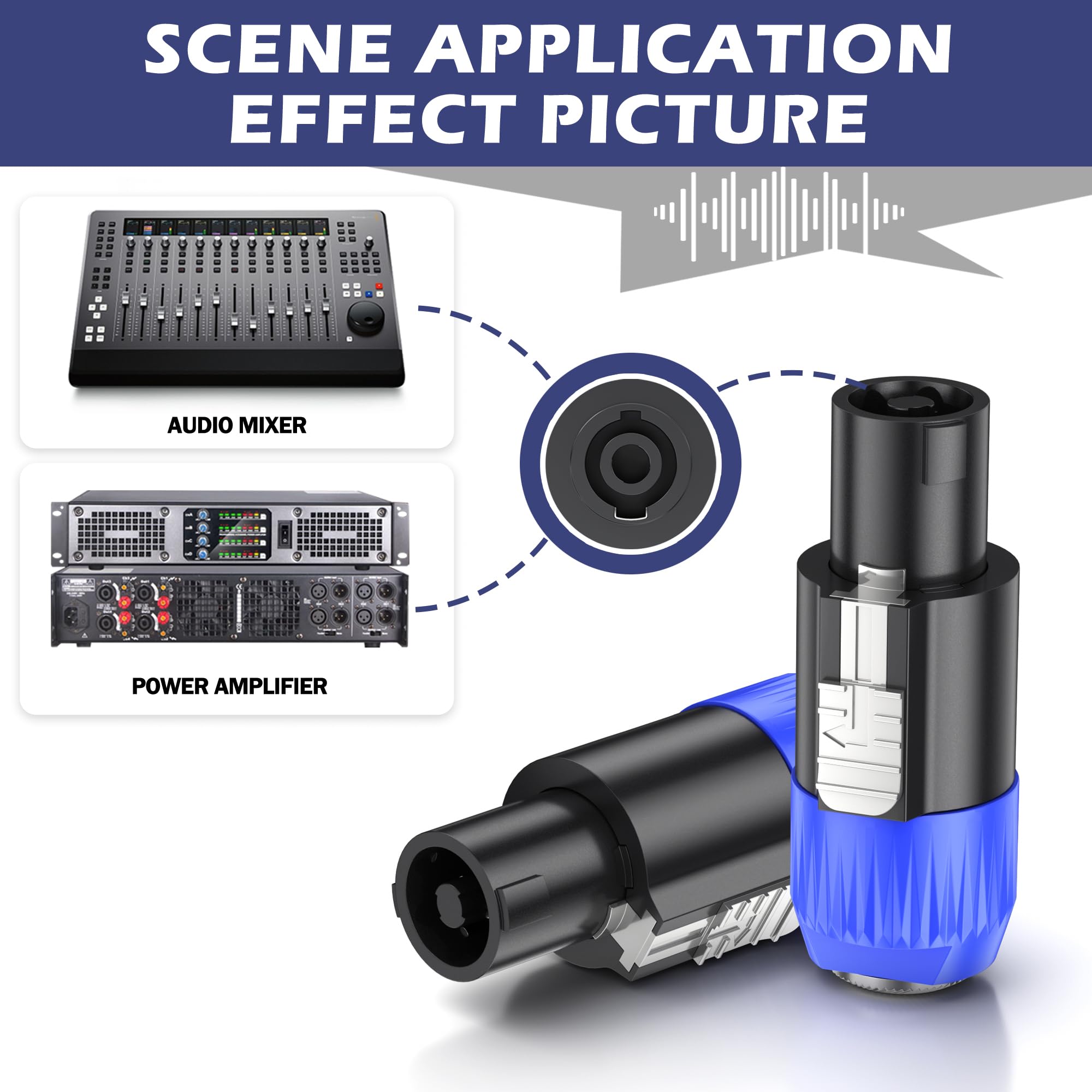 Pack 8 Connecteurs Speakon Jumwa - Adaptateur Audio Haut-Parleur Professionnel - Compatible NL4FC NL2FC