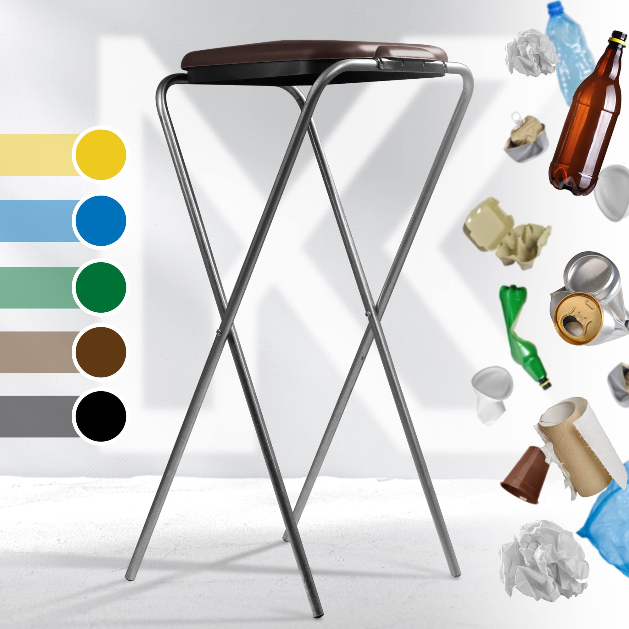 KADAX Porte-Sac Poubelle pour Intérieur et Extérieur, Support Pratique et Efficace pour Les Sacs de Recyclage, Facilitant la Gestion des Déchets (Marron)