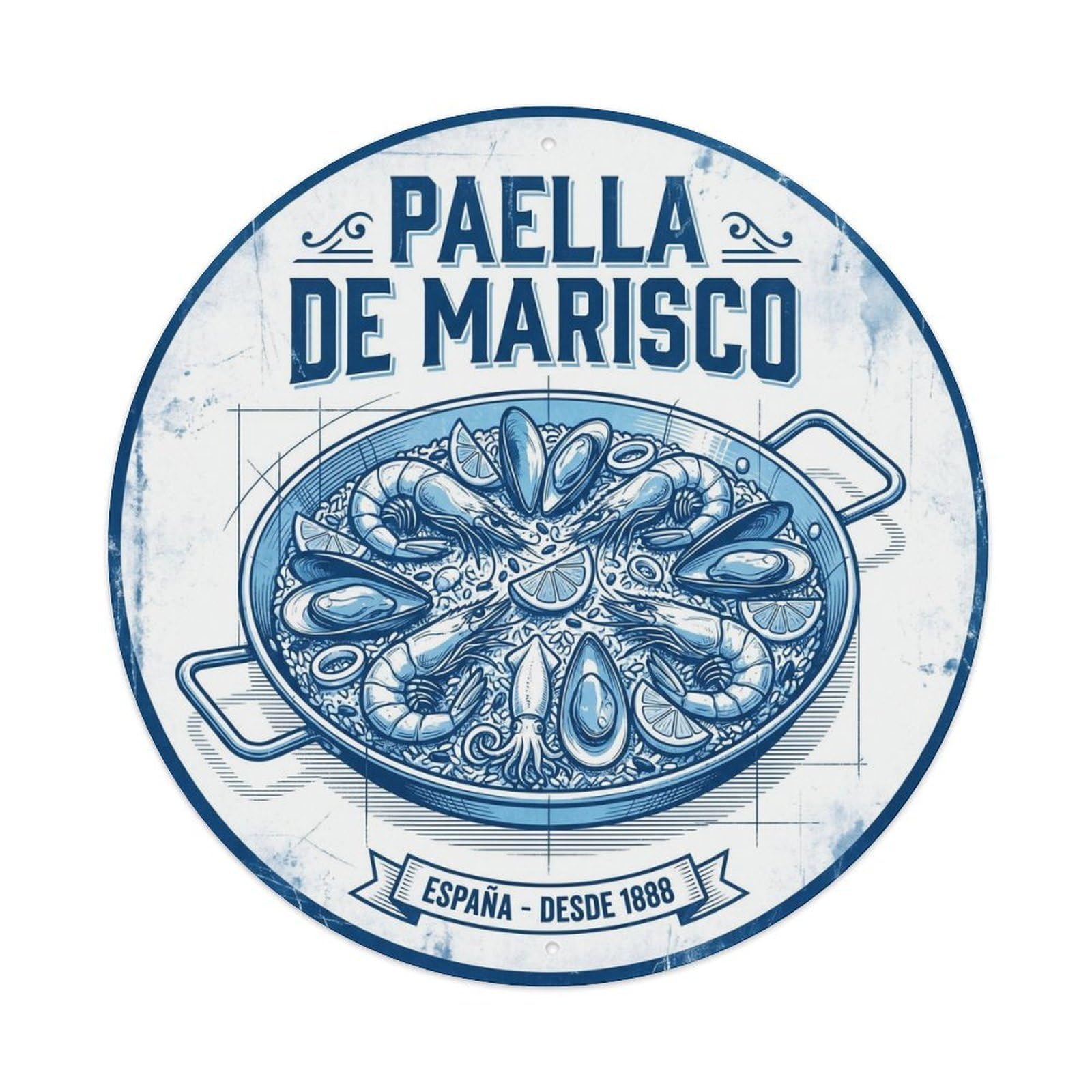Spain Travel Seafood Paella Cuisine Culture Metal Tin Sign