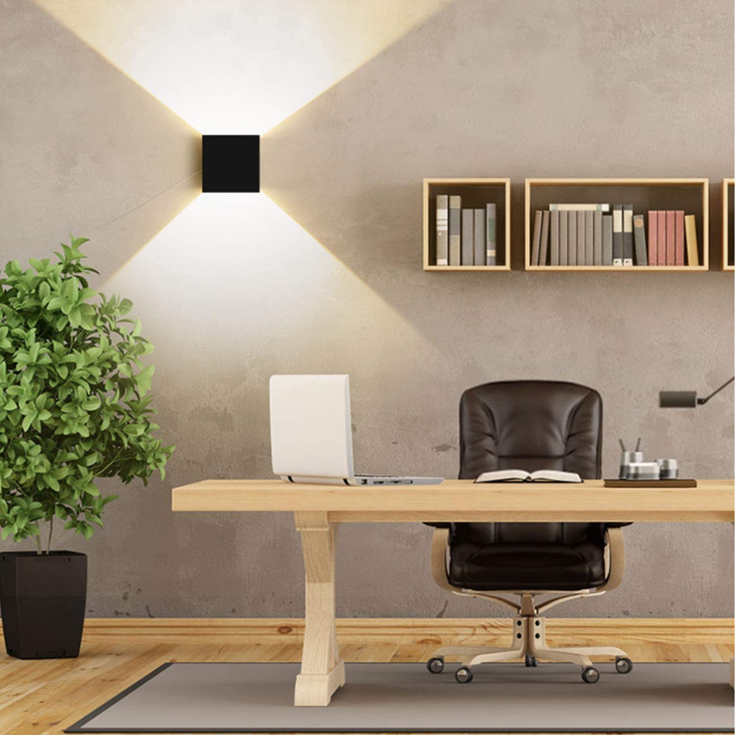 Kingwei 8 lampade da parete a LED per interni ed esterni, 12 W, fascio di luce regolabile su e giù, impermeabile, IP65, luce bianca calda, 3000 K, illuminazione da parete nera