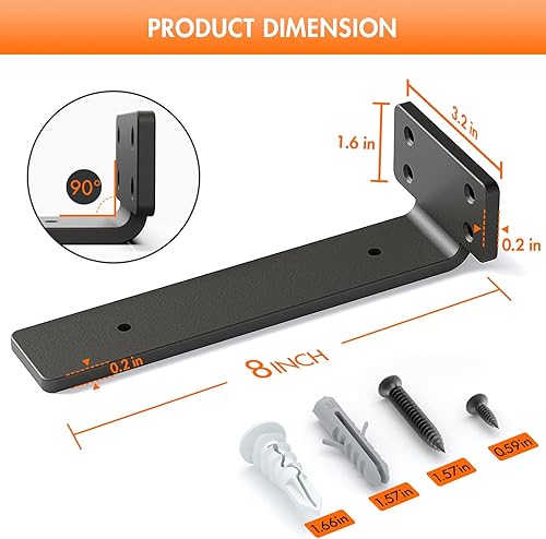 Miniatura 9 de Soporte de estante, soporte flotante de 6 pulgadas, paquete de 6 soportes de estante resistentes, soportes de estante de pared de metal con 15