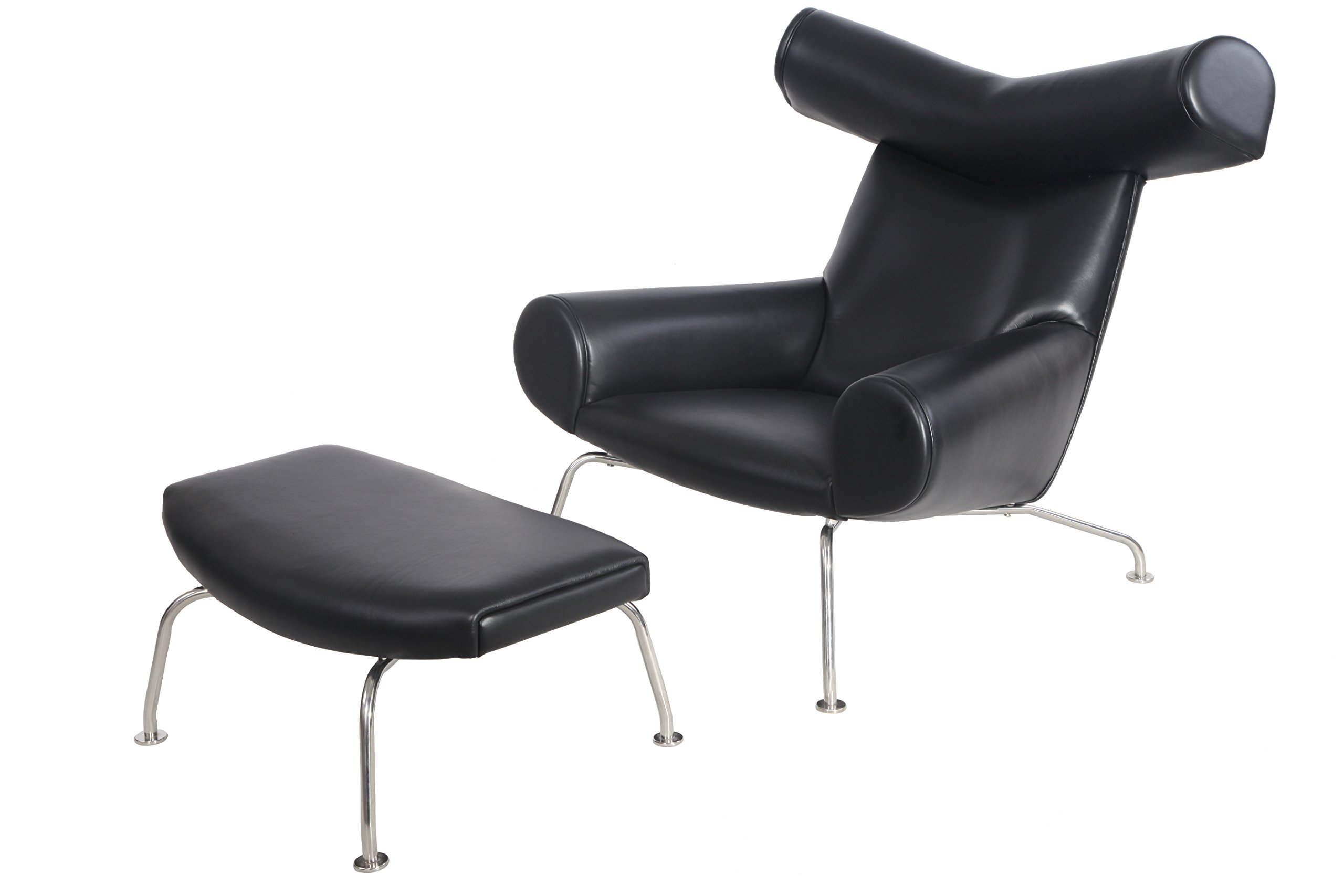 Buy MLF Hans J. Wegner Designed OX Lounge Chair with Ottoman, TopGrain