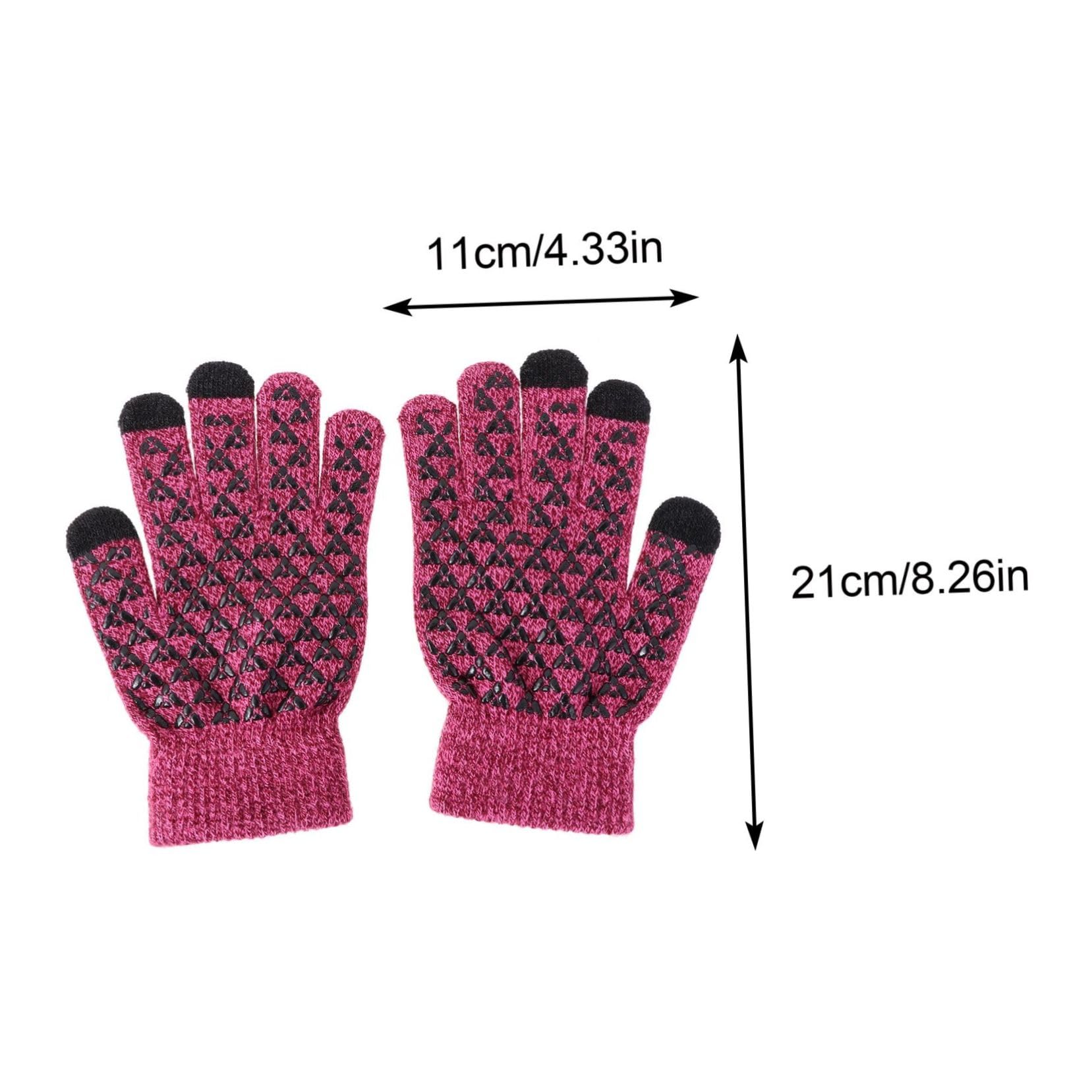 FOMIYES Warm Kit 2 Pairs Knitted Gloves Windproof Hat Neck Scarf Comfortable for Outdoor Red