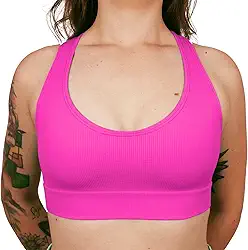 Top Academia Fitness Sem Bojo Alta Sustentação Sem Costura Nadador Canelado Poliamida Elastano Selene