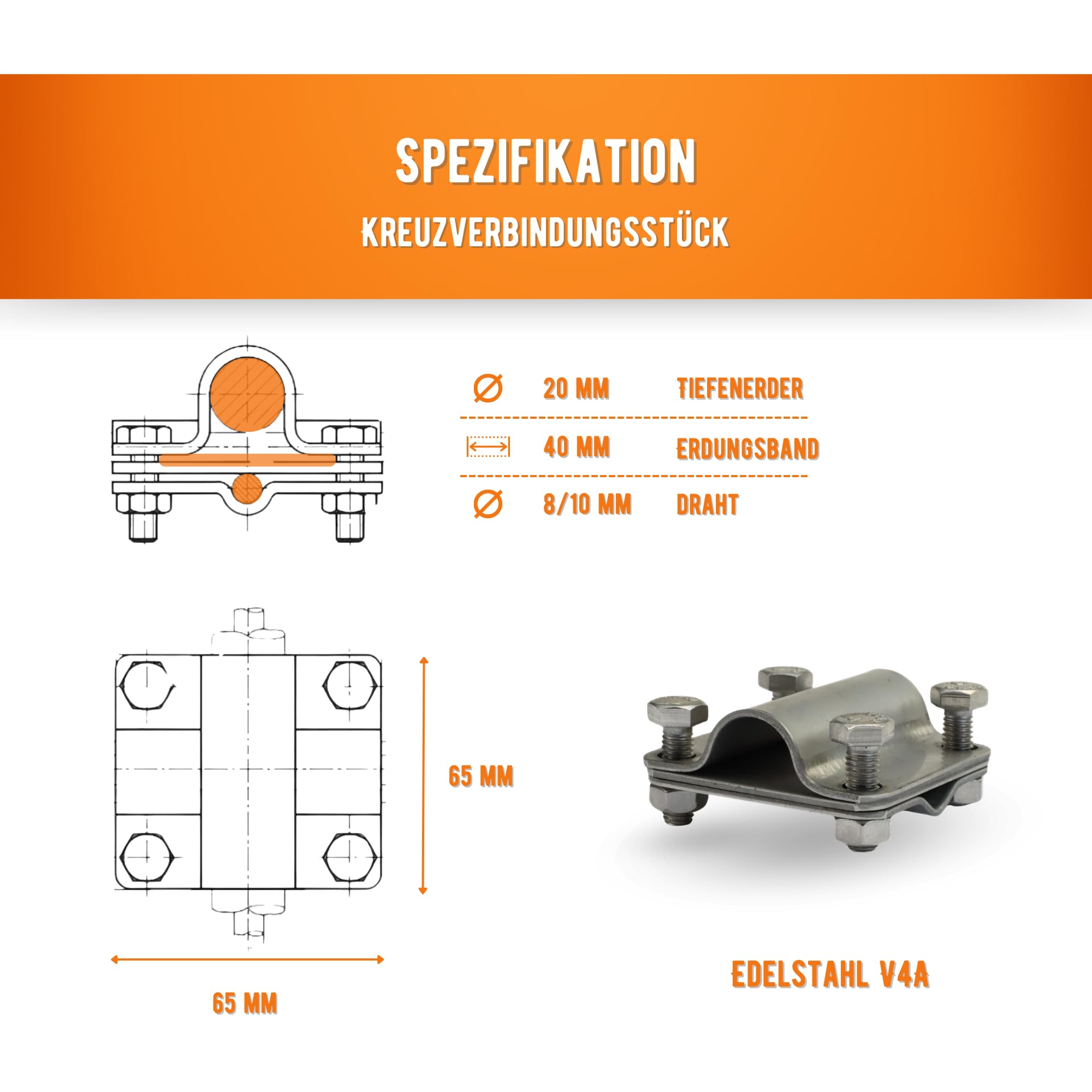 HausHeld® Edelstahl Tiefenerder V4A - 3 meter - Erdungsspieß | Staberder für PV-Anlage, Blitzschutz, Elektroinstallation | Korrosionsbeständig & langlebig | Erdungsstab für sichere Erdung
