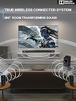 Vista 2 de Barra de sonido de 5.1 canales con audio Dolby, barras de sonido para TV, subwoofer inalámbrico y altavoz trasero, Dolby Digital Plus, Bluetooth