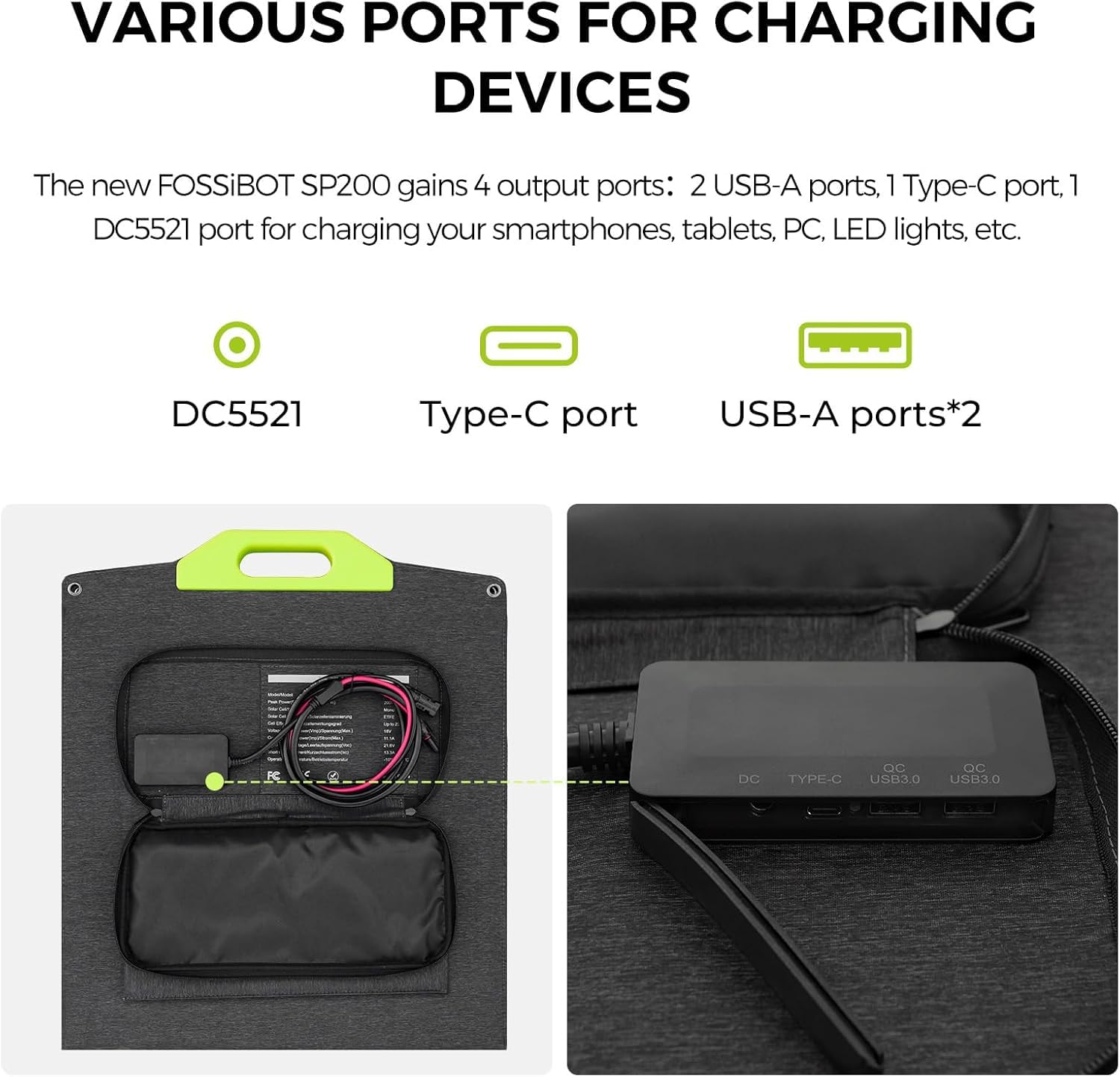 FOSSiBOT Panneau solaire portable SP200 W 200 W