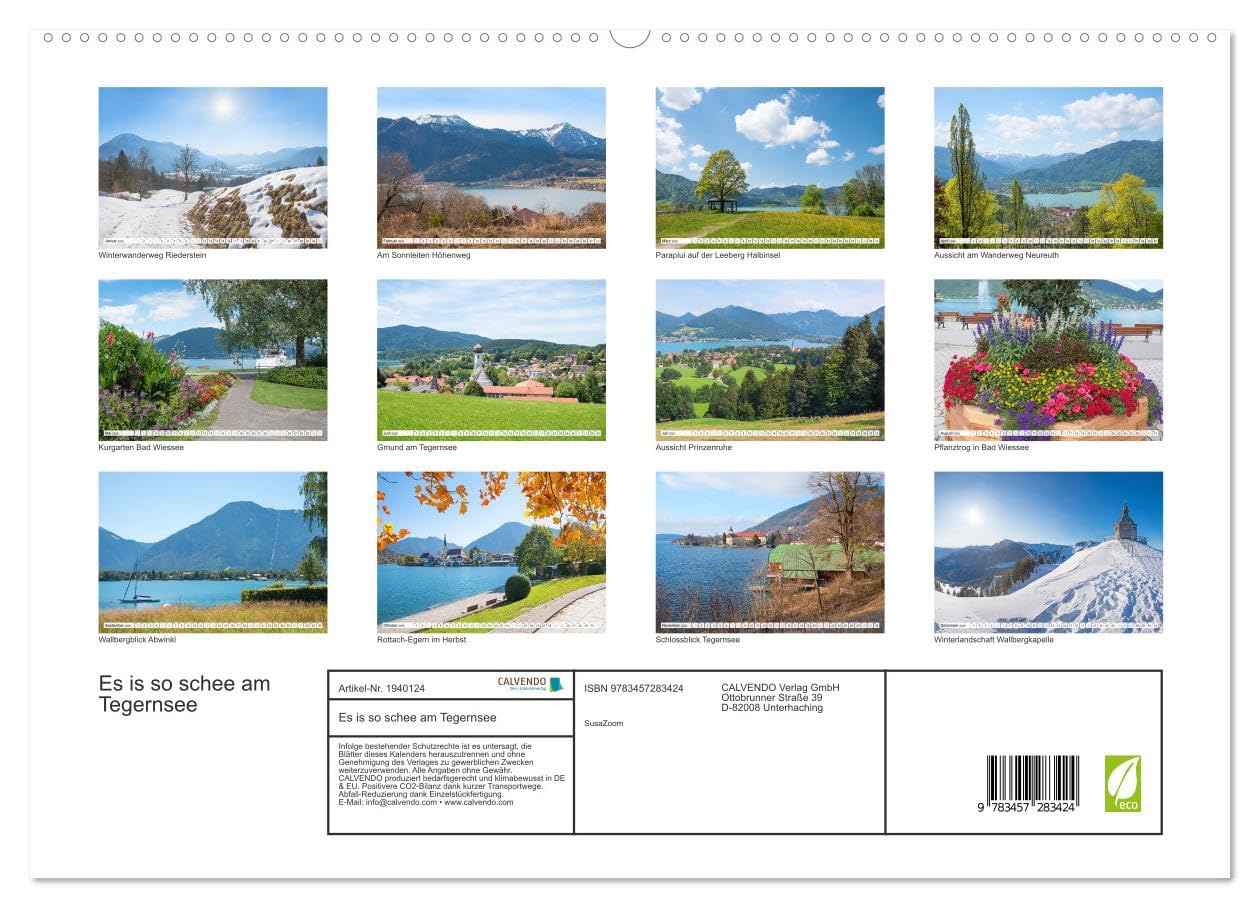 Es is so schee am Tegernsee (hochwertiger Premium Wandkalender 2026 DIN A2 quer), Kunstdruck in Hochglanz: Impressionen rund um den Tegernsee (CALVENDO Natur)