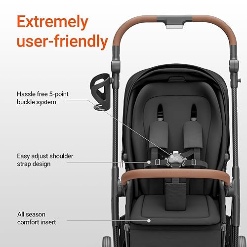 Miniatura 6 de MAMAZING Air Lux - Cochecito de bebé, marco de fibra de carbono resistente y solo 15.8 libras, cochecito infantil con moisés y portavasos, asiento