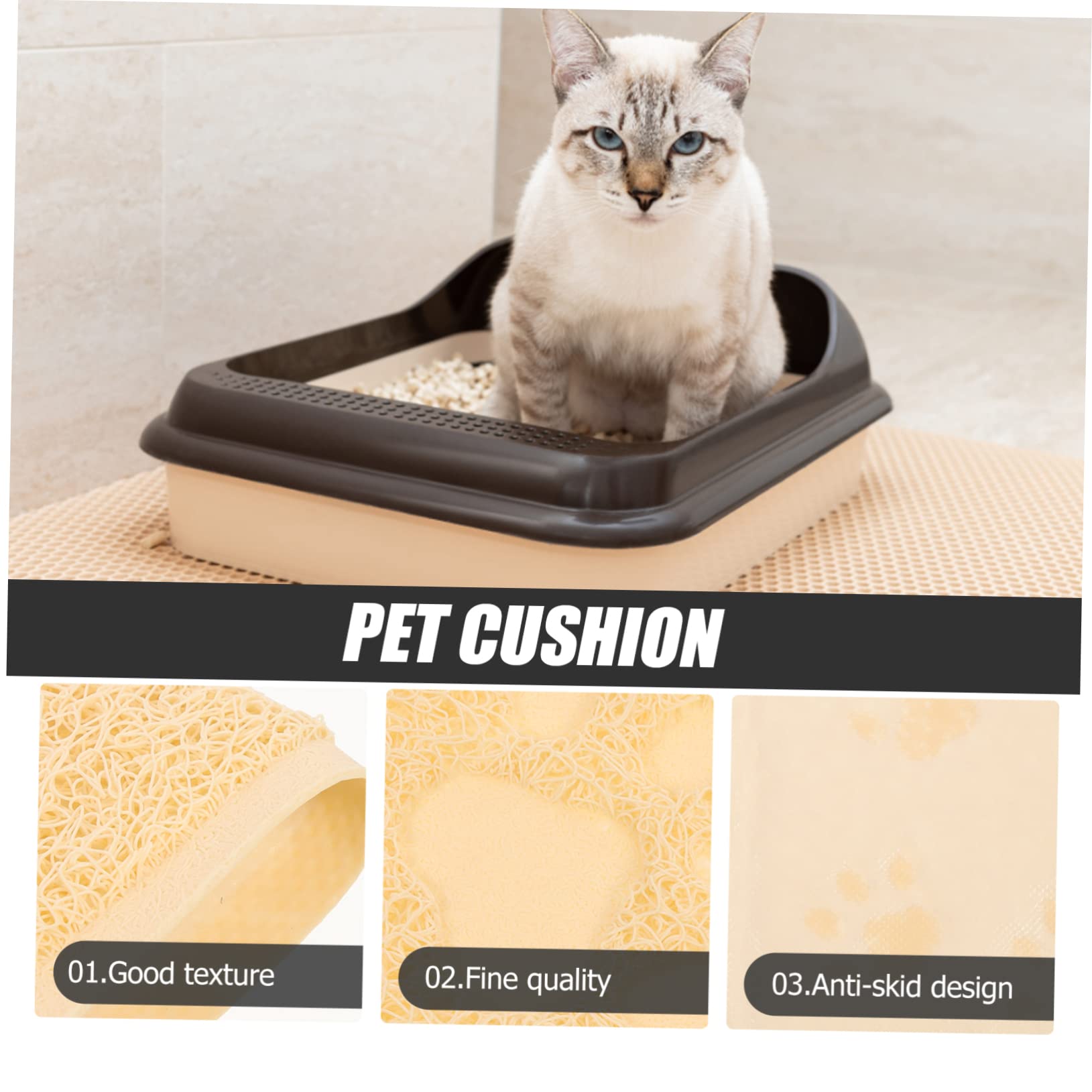 BESPORTBLE 8stücke Katzenstreu Matte Mit Krallen-design Rutschfeste Pvc Haustiermatte Längliche Katzenklo Unterlage Leicht Zu Reinigen