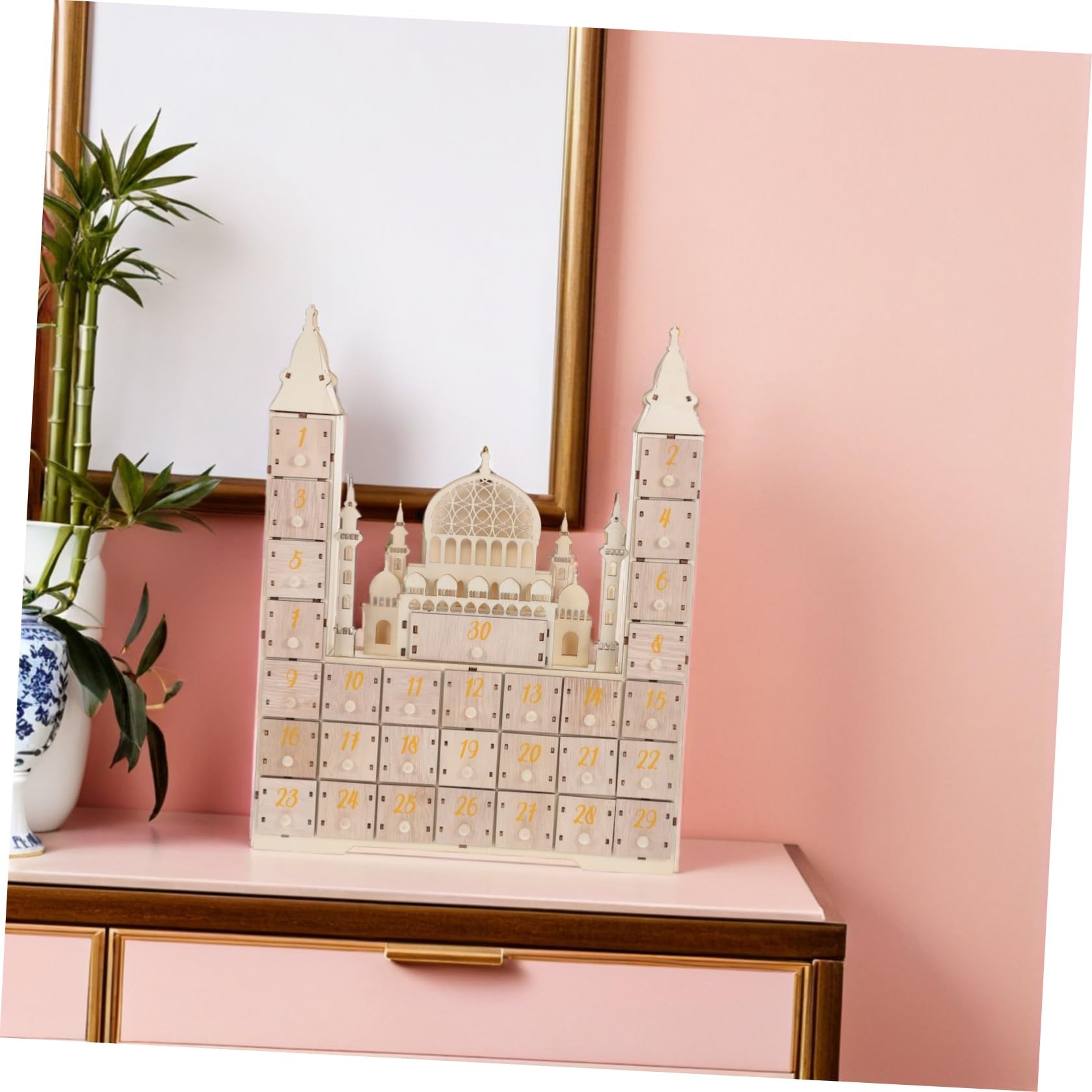 iplusmile Calendario Decorazione Compatta per Ramadan Conto alla Rovescia in Legno con 30 Festa Eid Mubarak e Arredamento per Famiglia