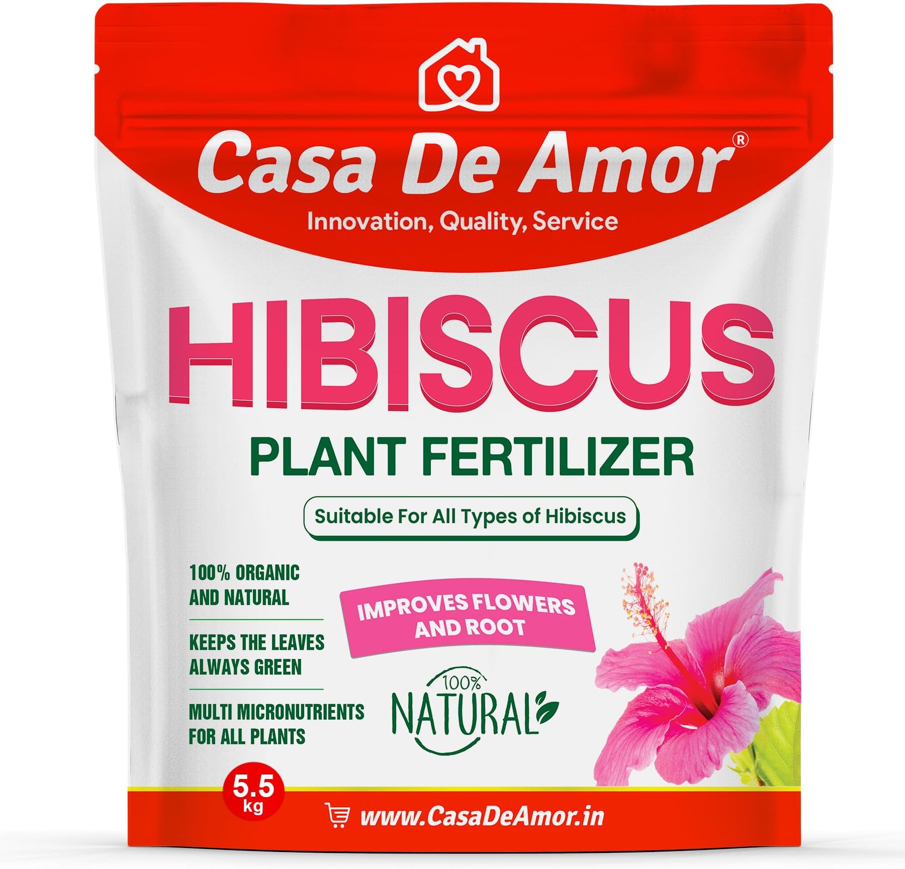 Casa De Amor Organic Hibiscus (Gudhal) Plant Food Powder For Flowering, Bright Leaves, Healthy Stems And Strong Roots (5.5 Kg)