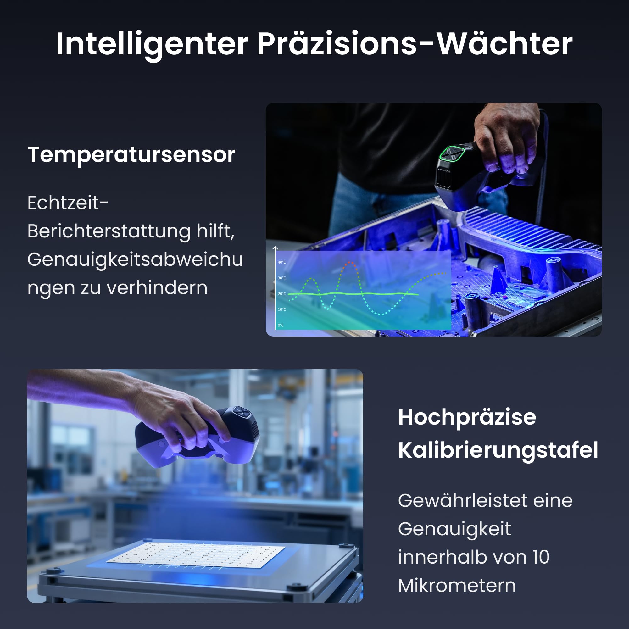 Revopoint MetroY Pro 3D-Scanner für 3D-Druck, 5 Scanmodi, bis zu 0,01 mm Präzision, 34+15+1 industrieller Blaulaser-Handscanner, 62-Linien-Vollfeld, Echtzeit-Vorschau, Wi-Fi 6, Vollfarbe