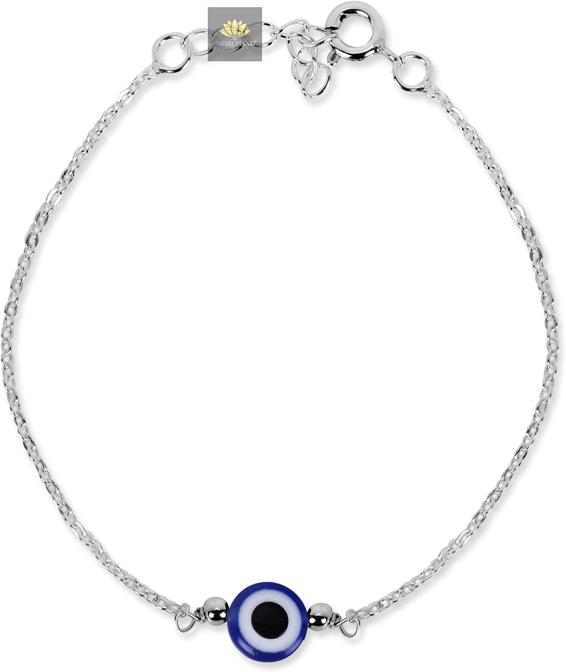 Nazariya Evil Eye 925 Pure Sterling Silver Bracelet for Women (Adjustable) (Black)