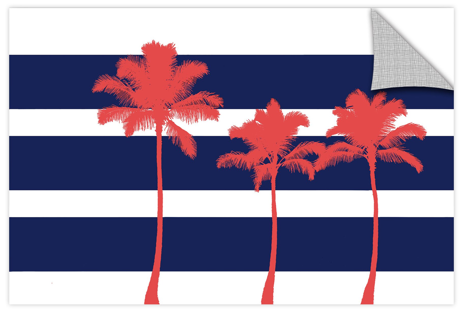 Mural de pared Indigo Stripe Palm II para salones modernos de playa