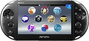 Sony Playstation Vita Wi-Fi 2000 Series with Silicone Joystick Covers and AC Adapter Cable (Piano Black) (Renewed)