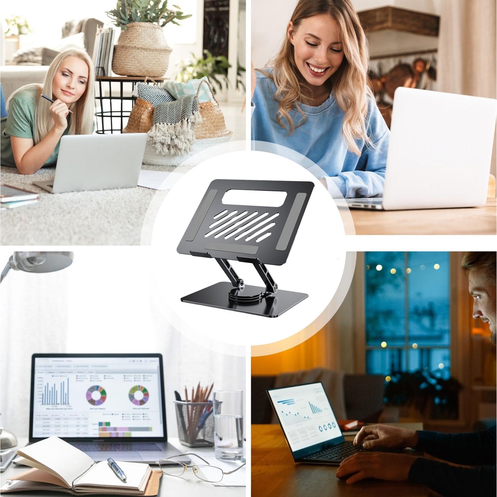 Supporto per computer portatile da scrivania, supporto regolabile per | computer pieghevole girevole a 360 gradi per notebook da 11 a 17,3 pollici