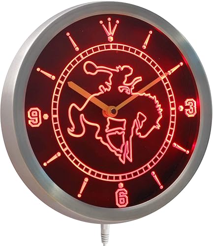 Miniatura 2 de ADVPRO nc0360-b Western Cowboy Rodeo Horse Bar Neon Sign Reloj de pared LED