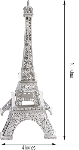Miniatura 3 de BalsaCircle Centro de mesa de torre Eiffel de metal plateado de 10 pulgadas para regalos de fiesta de boda, decoración de mesa, suministros de cena
