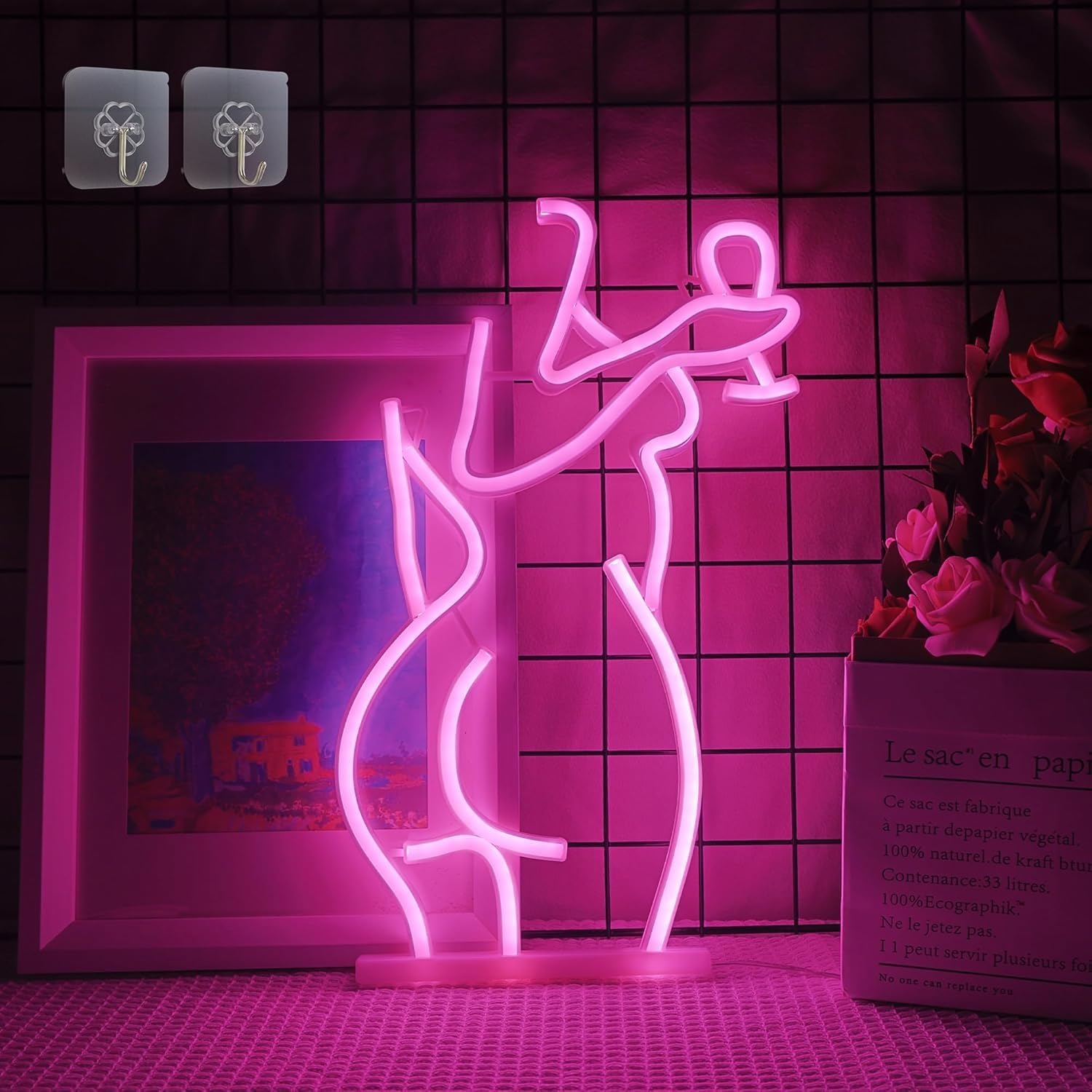 Women Back LED Neon Sign for Wall Decor USB Adjustable Brightness Living Room Bars Pub Club Gatherings Art Wall Decor
