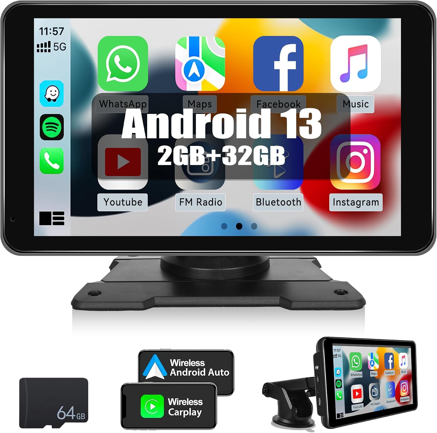 Radio Android 13 Para Fiat Punto 2012-2015 | Pantalla 7", 6GB RAM + 128GB, CarPlay Y Android Auto Inalámbrico, GPS, Bluetooth 5.0