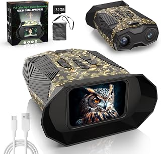 Autofocus Night Vision Goggles - 4k Night Vision Binoculars for Adults,1968ft Viewing Range,20X Zoom for Hunting & Security,3'' Screen Rechargeable Infrared Binoculars - ixieex