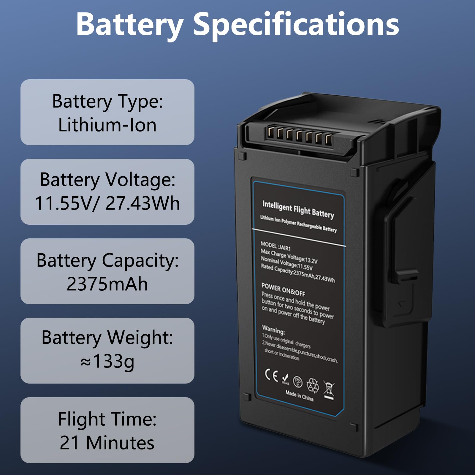 Amazon.com: MVMOD Mavic Air Battery, 2375mAh 11.55V Intelligent