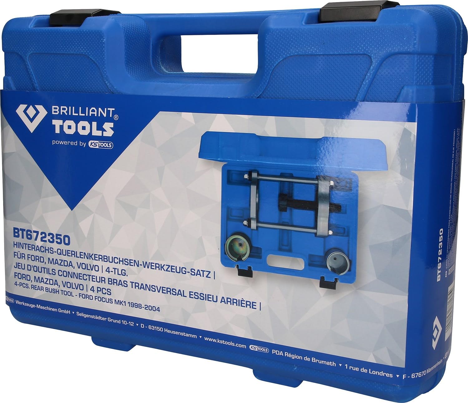 BRILLIANT TOOLS BT672350 Juego de herramientas para casquillos de brazo transversal de eje trasero, Para Ford, Mazda, Volvo, 4 pzs [Powered by KS TOOLS]
