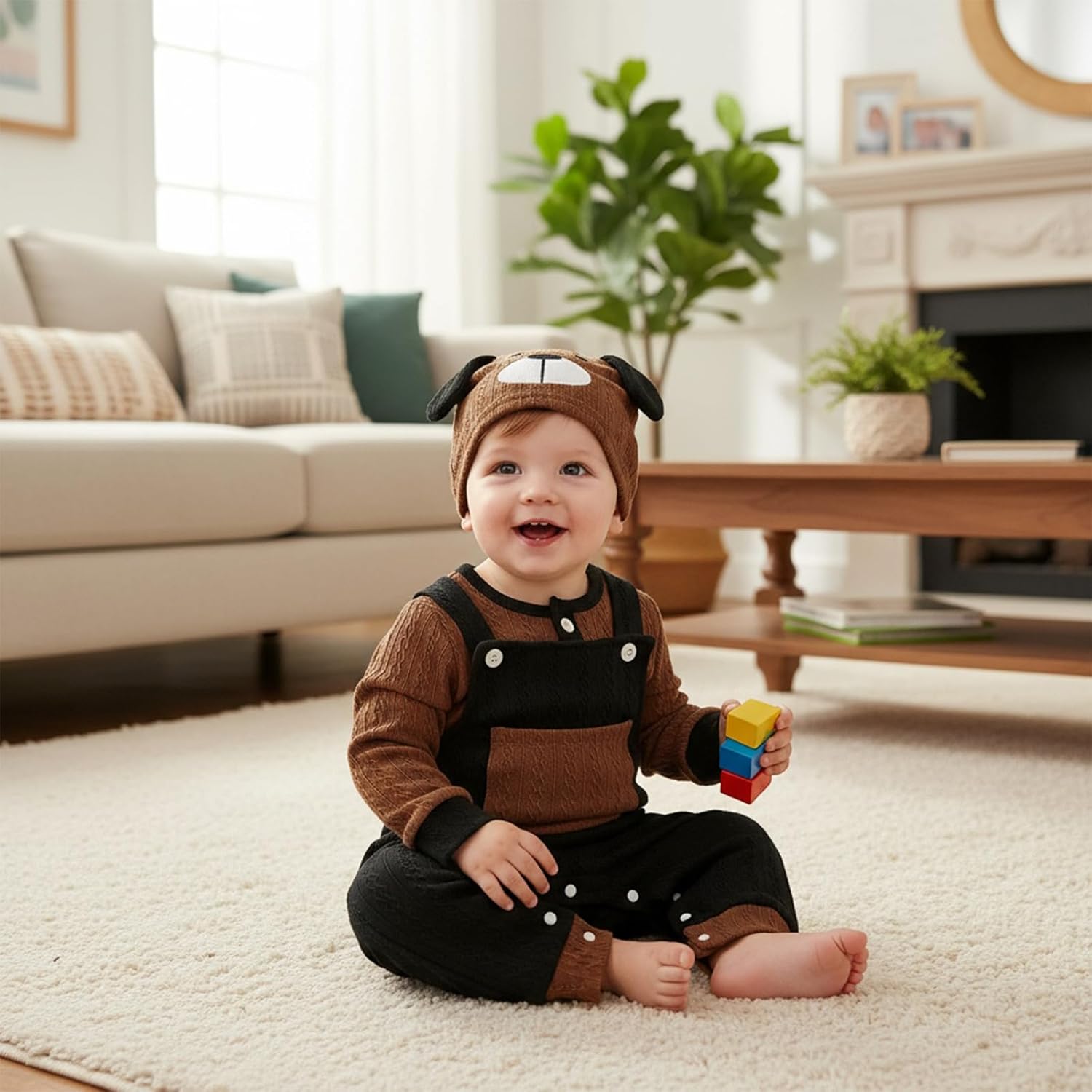 Baby Boy Clothes Cute Long Sleeve Romper Infant Pocket Overalls Adjustable Suspender Pants Set 0-18 Months - Image 2