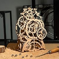 Vista 3 de ROKR 3D Wooden Puzzles DIY Clock Kits for Adults to Build Wood Model Building Kit Unique Birthday Gift Pendulum Clock