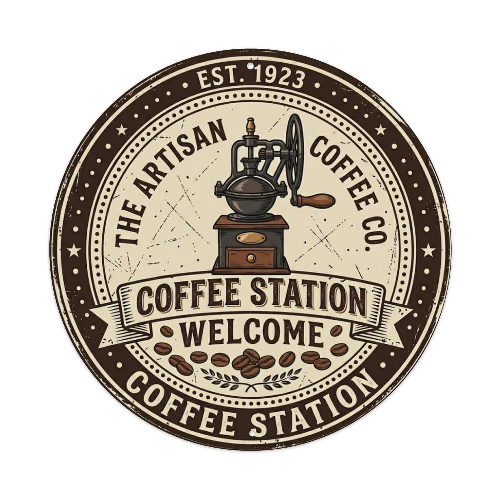 Coffee Station Welcome Kitchen Bar Hanging Metal Tin Sign