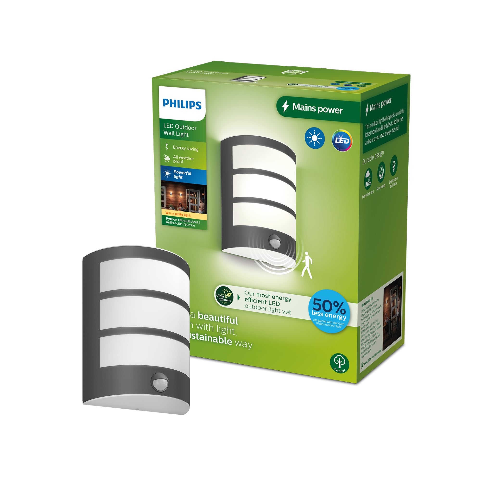 Philips Petronia Wall Light, LED Anthracite/white - 8718696165973