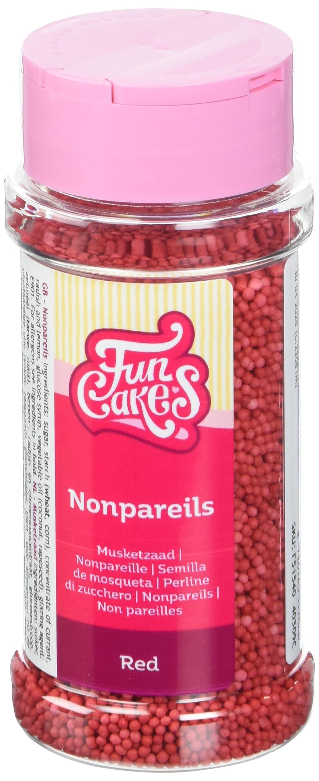 FunCakes Nonpareils Red: Cake Sprinkles, Great Taste, Perfect for Cake Decorating, Hundreds and Thousands Sprinkles. 80 g.