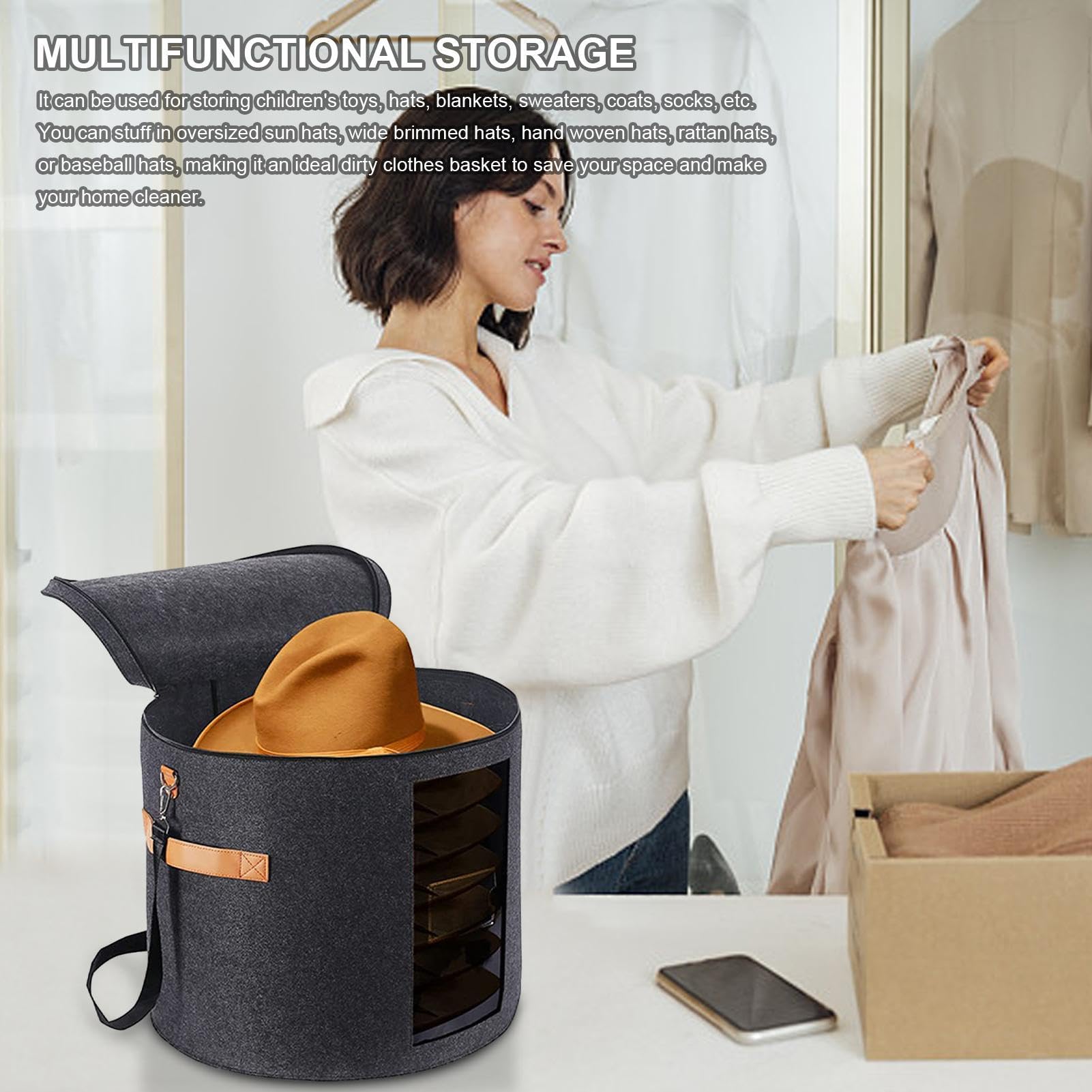 Amazon｜帽子収納ケース 埃除け 帽子収納ボックス 折りたたみ式 型崩れ