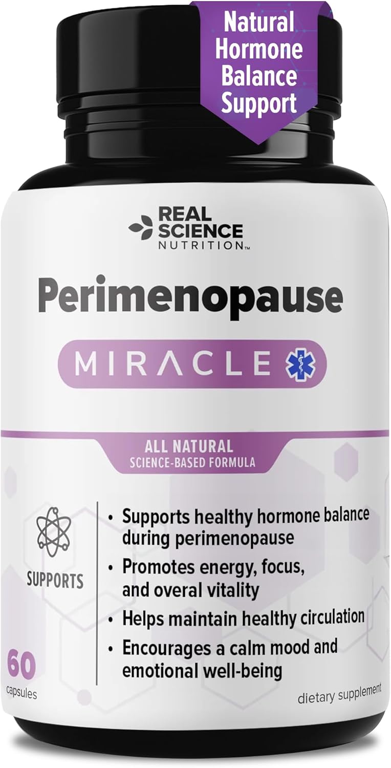 Real Science Perimenopause Supplements for Women for Hormone Balance & Energy Support – Nitric Oxide Formula with Vinitrox, GABA & Essential Vitamins for Hot Flashes, Mood & Energy – 60 Caps