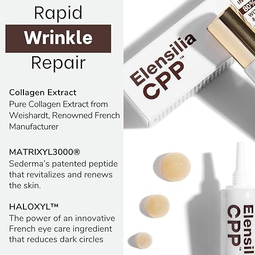 Miniatura 4 de Elensilia Crema de ojos 80% colágeno con péptidos dorados  Filtrado de secreción de caracol + Matrixyl 3000 + Haloxyl para arrugas, ojeras, crema