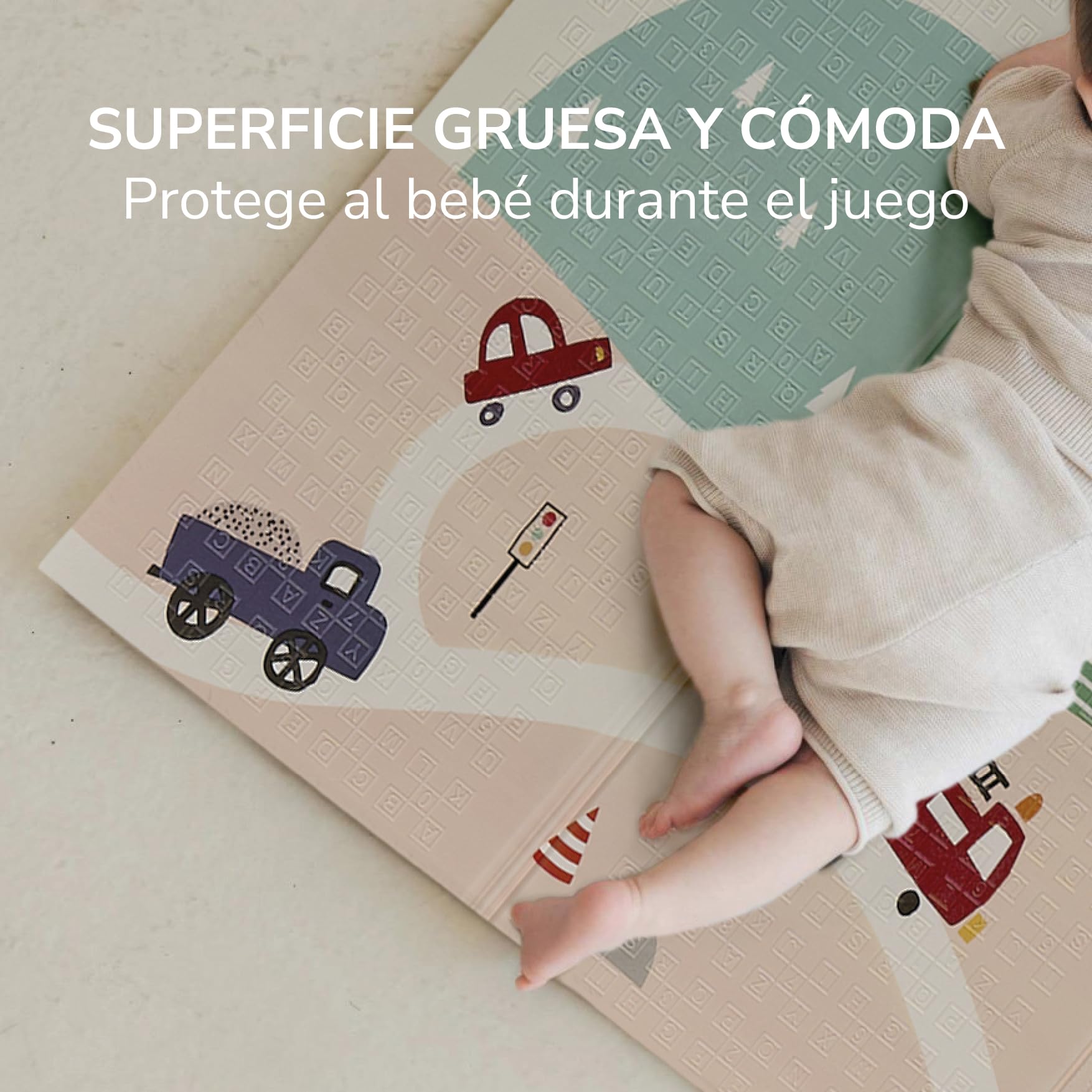 Buddy Baby - Alfombra de Juegos para Bebé XXL180x200 cm - Doble Cara, Tapete Muy acolchado, Plegable y con Bolsa de transporte (Globos/Osito) — view 4
