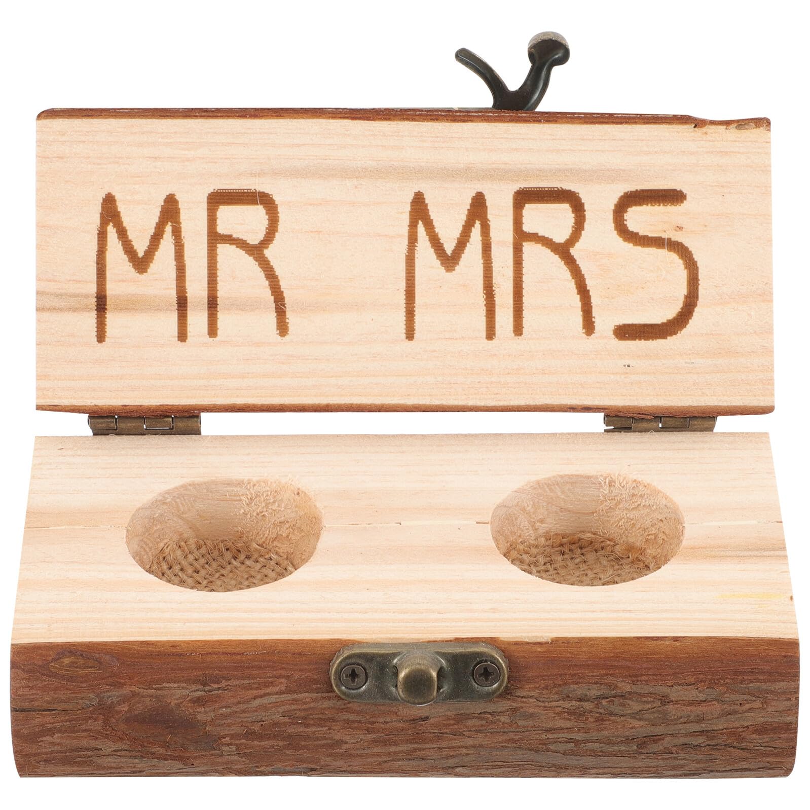 NOLITOY Caja para Anillos de Madera Rústica Estuche Compacto para Anillos de Boda y Compromiso Joyero Decorativo Campestre Diseño Resistente y Ligero para Ceremonia
