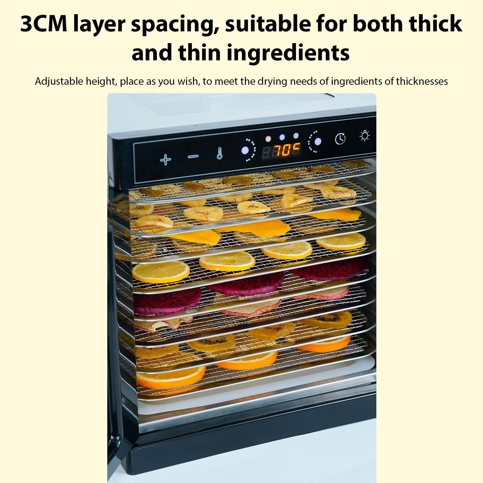 Asixxsix Deshidratador de Alimentos, Control de Temperatura Ajustable (Enchufe europeo 220V)