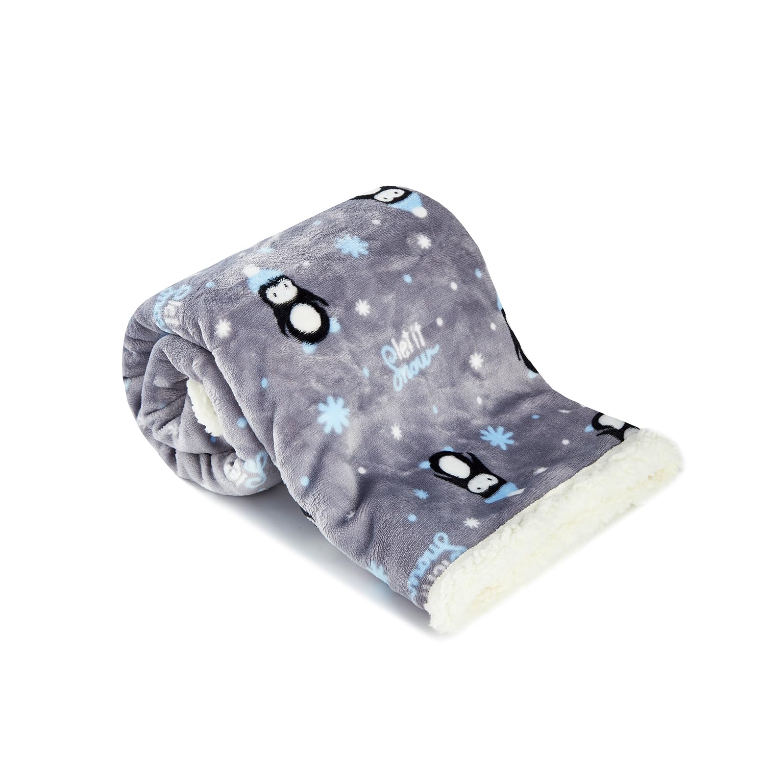 ECHERY Baby Blankets for Boys Girls Fluffy Fuzzy Blanket Soft Warm Cozy Flannel Fleece Warm Infant Newborn Receiving Blanket 30" x 40" (Grey Penguin)