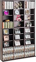 VEVOR 9-Tier Adjustable CD DVD Storage Cabinet, Holds 756 CDs, 27 Compartments, Stable Espresso Media Organizer Shelf