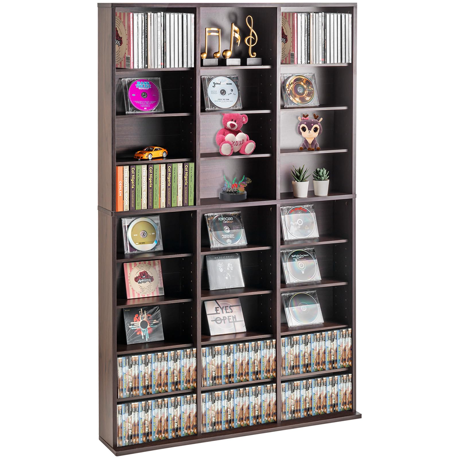 VEVOR Medienaufbewahrungsschrank Medienaufbewahrungsschrank; 9-lagiges DVD-Regal für bis zu 756 CDs; verstellbare CD-Regale mit 27 Fächern