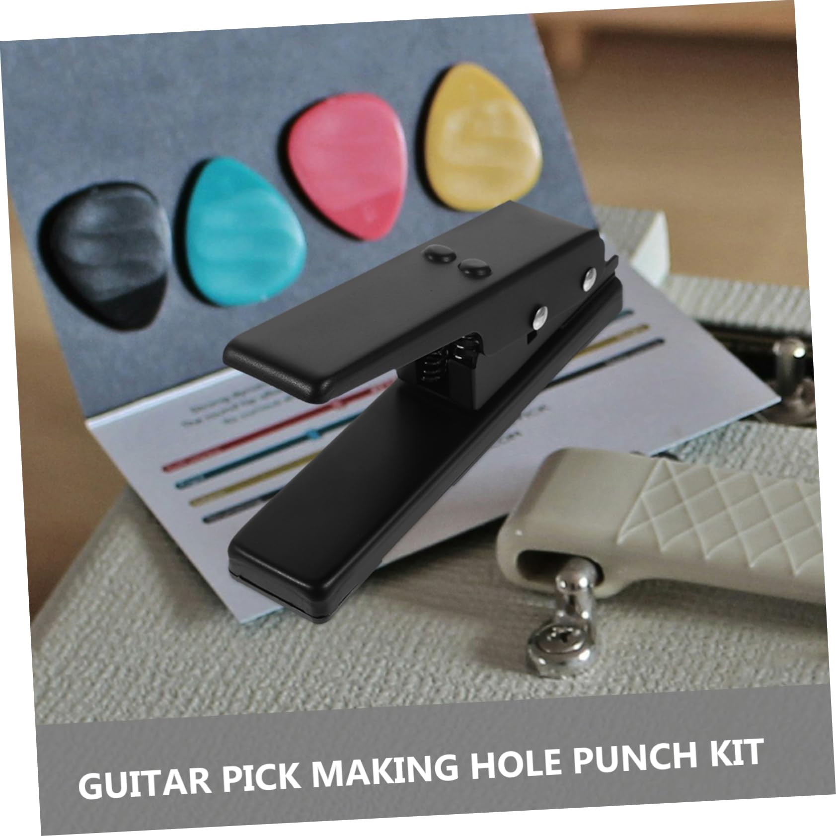 Punzone per Plettri per Chitarra Nero in Ferro, Kit | Creazione Personalizzata del Plettro, Produzione DIY Motivo, Accessorio Taglierina e Materiale