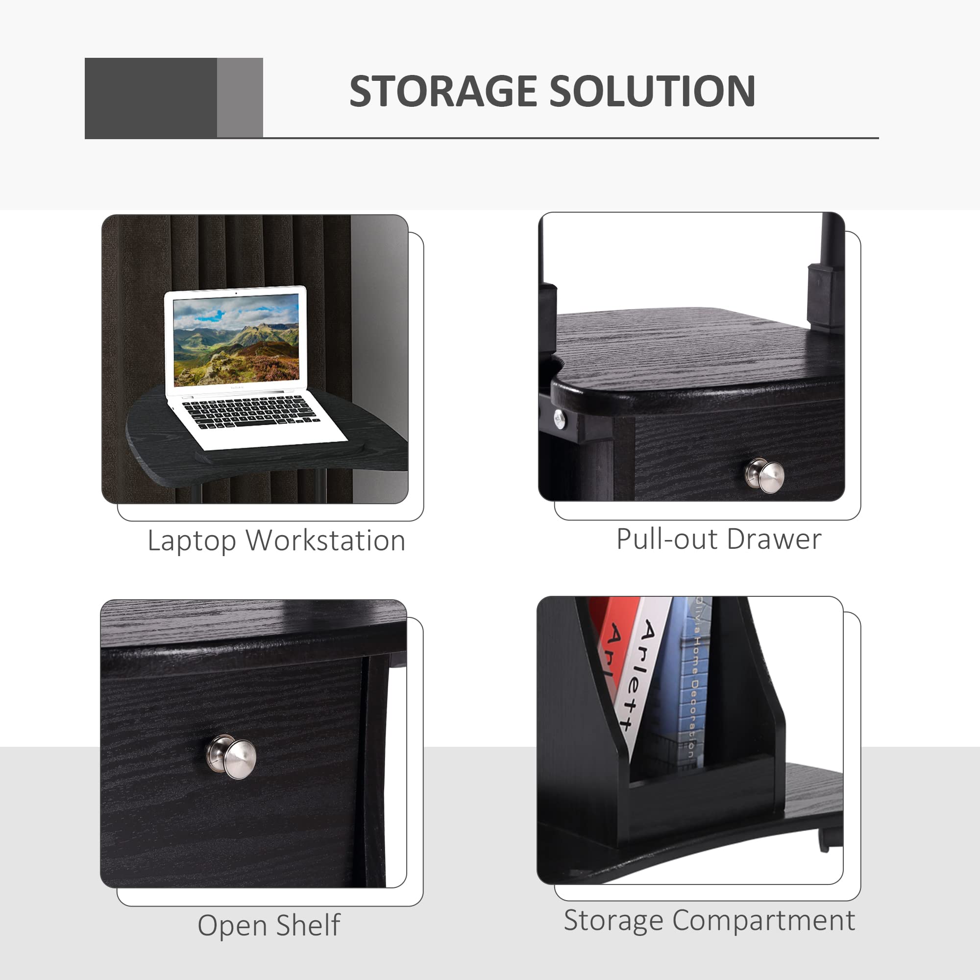 Mobile Laptop Cart, SittoStand Computer Desk with Drawer