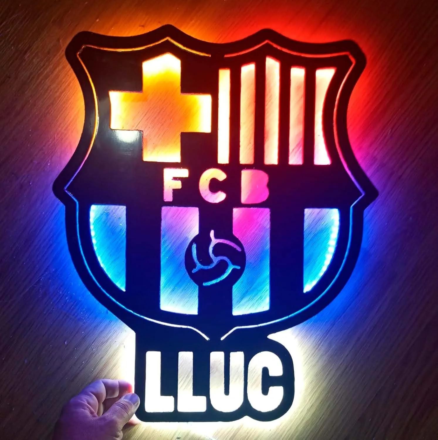 Letrero neon led escudo personalizado Barcelona regalos iluminado para colgar en la pared habitación de fútbol