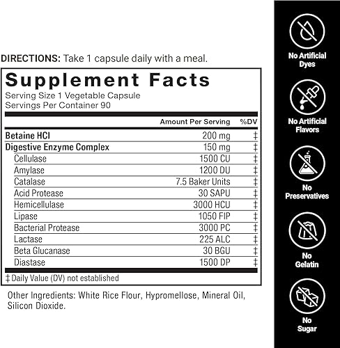 Miniatura 5 de FORCE FACTOR Complejo de enzimas digestivas para apoyar la salud digestiva, la salud intestinal y proporcionar alivio de la hinchazón para mujeres y