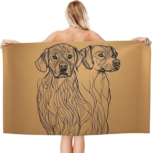Miniatura 2 de MIXMEY Toalla de baño extragrande de microfibra suave con estampado abstracto de perro, 52 x 32 pulgadas, toalla de playa súper absorbente, adecuada